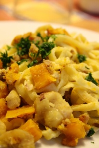 Tagliatelle fresche con zucca e castagne  - Cucina > Ricette